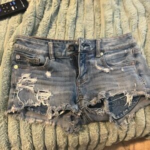 American Eagle Outfitters Light Blue Distressed Jean Shorts